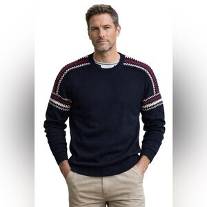 Weatherproof Vintage Navy Heritage Prep Nordic Stripe Sweater Grandpa Core XL